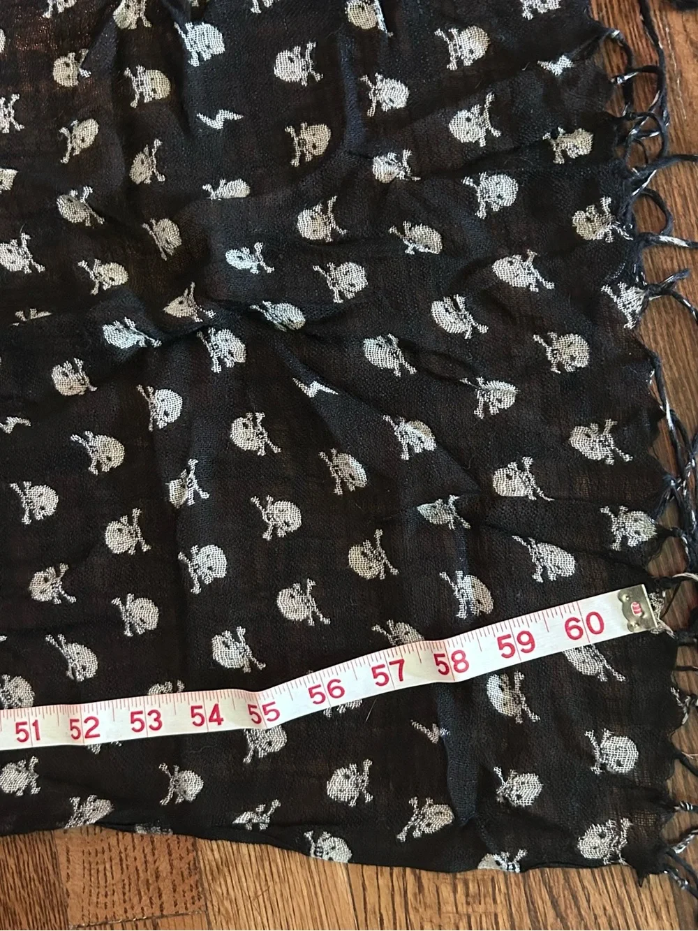Black Scarf with White Skull Print Lightweight Scarf